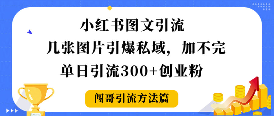 小红书图文引流，几张图片引爆私域加不完，单日引流300＋创业粉-91搞钱