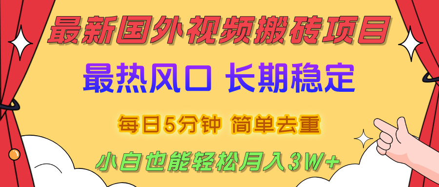 2025最新热门风口，国外视频搬砖项目，剪辑简单去重，小白也能轻松月入3W+-91搞钱